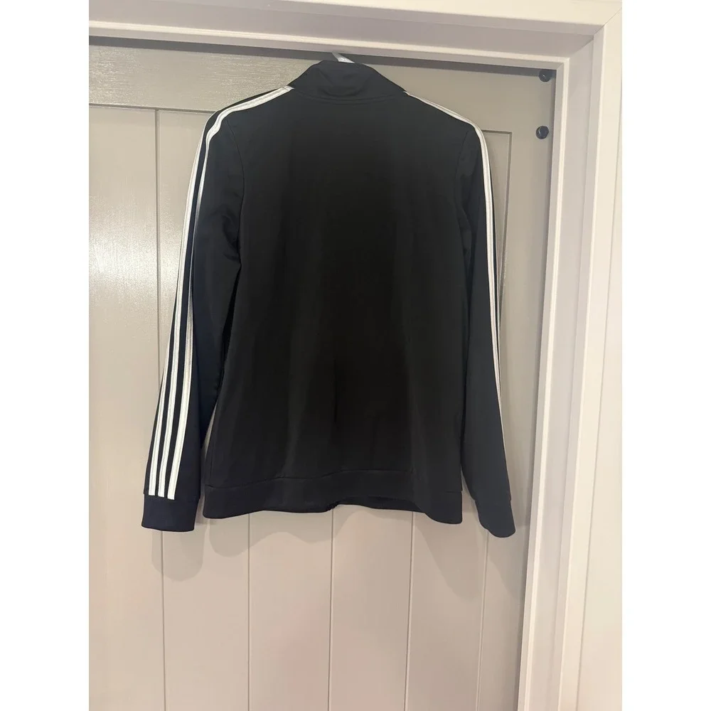 Adidas Kids Track Jacket Black White 3 Stripe Zip Up Full Zip Athleisure Size XL